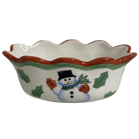 Inspirado Snowman Dish Ceramic Hand Painted Winter Christmas Decor - Picture 1 of 5